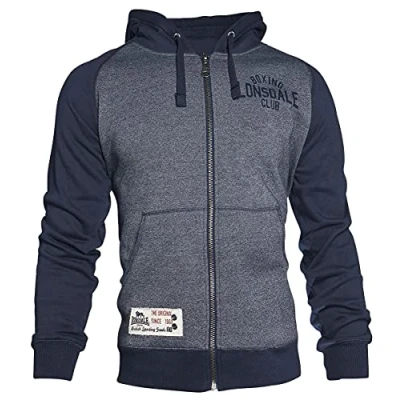 Image of Lonsdale London Men&#039;s SLOUGH Hooded Sweatjacket, Navy, XXL