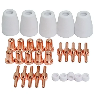 Image of RIVERWELD L TEC PT 31 JG 40 WSD LG40 Plasma Electrode 18205L Tips Nozzle 18866L Shroud Shield Cup 18204 Kit Fit Cut 50D 50 Cutter 30pcs