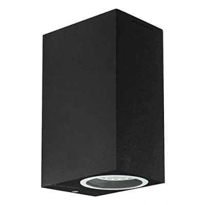 Image of Modern Rectangular Up Down Matt Black Outdoor Wall Light Fixture GU10 ZLC061B