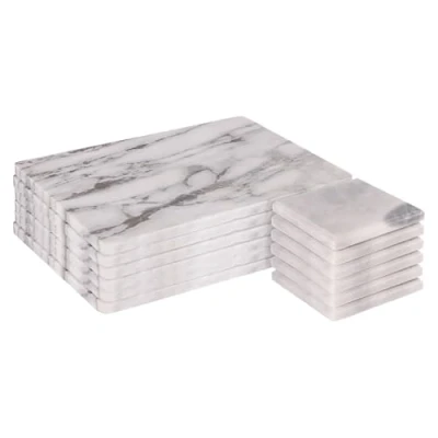 Image of 12pc Marble Placemats &amp; Square Coasters Set By Argon Tableware