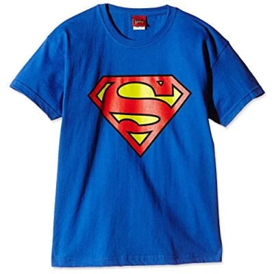 Image of DC Comics Boy&#039;s Superman Logo T Shirt, Royal Blue, 5 6 Years UK
