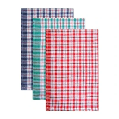 Image of QCS Towel Pack of 10 Colured Check Tea Towels Assorted Colours 43cm x 68cm Cleaning Dish Drying Cloth