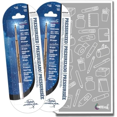 Image of Fisher Space Pen Refill Black Ink 1,2,3 Fine, Medium or Broad Refills, Pressurised Refills Writes Underwater, on Wet Paper, Grease and Upside Down! (2, Fine)