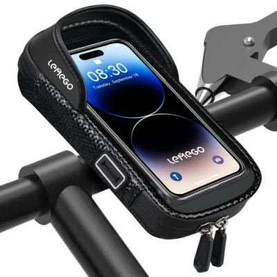 Image of LEMEGO Bike Phone Holder Waterproof, Motorbike 360 Rotatable, for Bike, Motorcycle Mount, Handlebar bag iPhone 14/14Pro Max/13/11/8 Samsung LG Cellphones up to 7&#039;&#039;