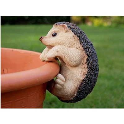 Image of Homes on Trend Plant Pot Hanger Decoration Hedgehog Animal Garden Gift Brown