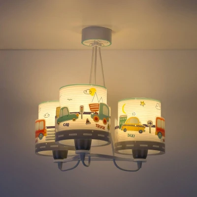 Image of Dalber Lamp Children&#039;s Room, Lamp, Pendant Light, Ceiling 3 Lights, Baby Travel, Cars and Planes, Colourful, 61687, E27