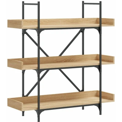 Image of vidaXL Bookcase 3 Tier Sonoma Oak 100x33x108.5 cm Engineered Wood