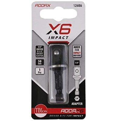 Image of TIMCO X6 impact adaptor This resistant quick change is for converting a 1/4 hex drive into male 3/8 socket adapto x 50