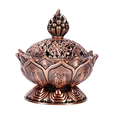 Image of Vintage Backflow Burner, Retro Incense Burner Smoke Aroma Holder Kiln Stove Backflow(Red bronze)