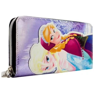 Image of Queen Elsa &amp; Princess Anna Let It Go Purse Clutch Coin Card Holder, Purple