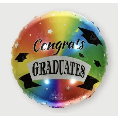 Image of Colourful Round Graduation Foil Balloon, 45cm (2 pack)