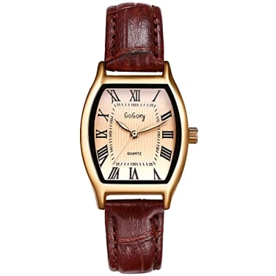 Image of JewelryWe Leather Wristwatch for Women Analog Quartz Square Watch Stylish Business Casual Dress Watch, Mother&#039;s Day