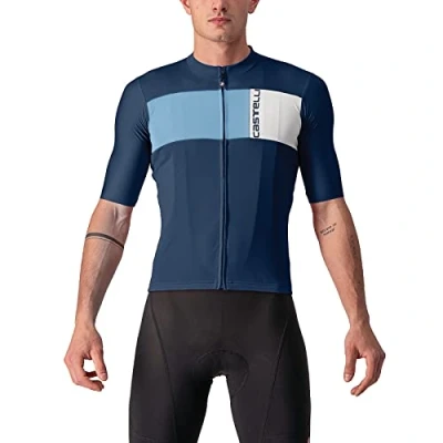 Image of CASTELLI Men&#039;s PROLOGO 7 Jersey T Shirt, Belgian Blue/Drive Blue Silver Gray, M