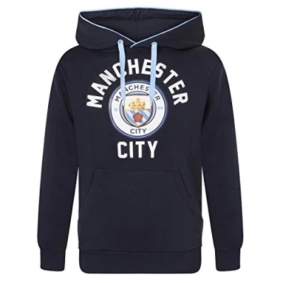 Image of MANCHESTER CITY FC Official Football Gift Mens Fleece Graphic Hoody 3XL Navy Blue