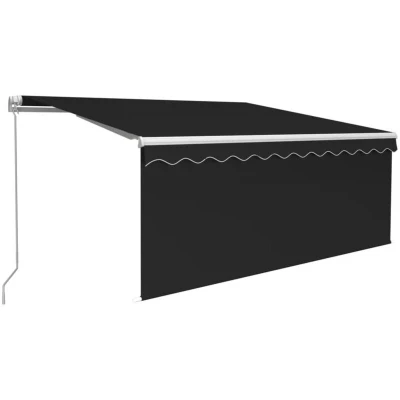 Image of Vidaxl Manual Retractable Awning with Blind&amp;LED 3x2.5m Anthracite