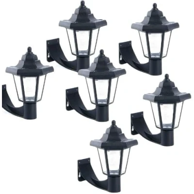 Image of Garden Mile® 6pc Outdoor Wall Lights, Outside, Solar Powered , Waterproof, Light Outdoor, Traditional Lamp for Porch