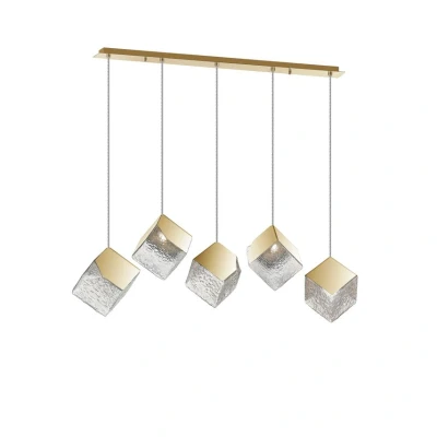 Image of Priscila Bar Pendant Ceiling Light 5 Golden, Textured G9