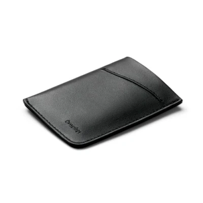 Image of Bellroy Card Sleeve (Premium Leather Holder or Minimalist Wallet, Holds 2 8 Cards Business Cards, Folded Note Storage) BlackAsh