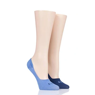 Image of 2 Pair Gingham Blue Bamboo Seamless Shoe liners with Silicone Heel Grips Ladies 4 8 Elle