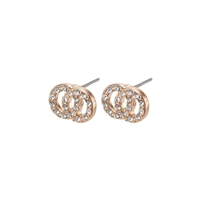Image of Pilgrim Classic Women&#039;s Stud Earrings Gold Plated Round Cut Clear Crystal 601514053