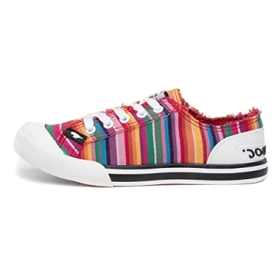 Image of Rocket Dog Women&#039;s Jazzin&#039; Trainers, Red Eden Stripe, 3 UK