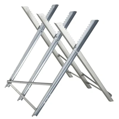 Image of DURHAND Portable Sawhorse Heavy Duty Steel Adjustable Work Support, Foldable Stand 100 kg Weight Capacity, Silver Tone
