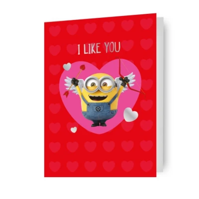 Image of Despicable Me Valentine&#039;s Day Card, I Like You, Open Valentines Card