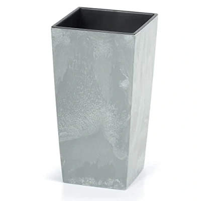 Image of URBNLIVING Square Grey Concrete Effect Flower Plant Pot Indoor Outdoor Garden Patio Planter