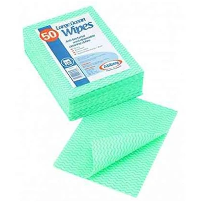 Image of Abbey CCG058 Large Ocean Wipes, Green (Pack Of 50)