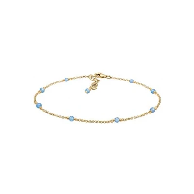 Image of Elli Anklet Ladies Beach Sea Ball Blue in 925 Sterling Silver Gold Plated