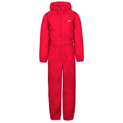 Image of Trespass Button Waterproof Ski Suit for Children red