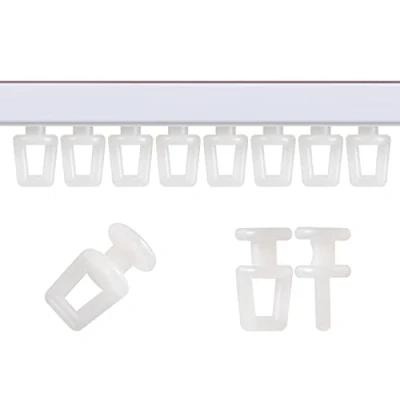 Image of Curtain Glider Hooks White Plastic Hook, Pack of 40…