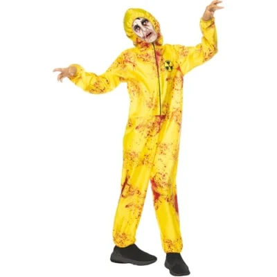 Image of Funidelia Nuclear Zombie Costume for boys and girls Undead Halloween Horror kids accessory fancy dress &amp; props carnival parties Size 10 12 years Yellow