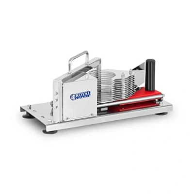 Image of Royal Catering RCT 5 Tomato Slicer Vegetable Cutter Machine (Dimensions: 45 x 20 cm, Cutting Thickness: 5,5 mm, Blades: 10 Units, Hand Guard) Stainless Steel