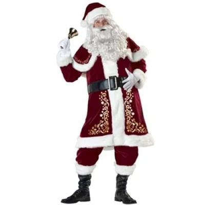 Image of Adult Men&#039;s Deluxe Santa Claus Costume 8 Piece Suit Mens Father Christmas Fancy Dress A,4XL.