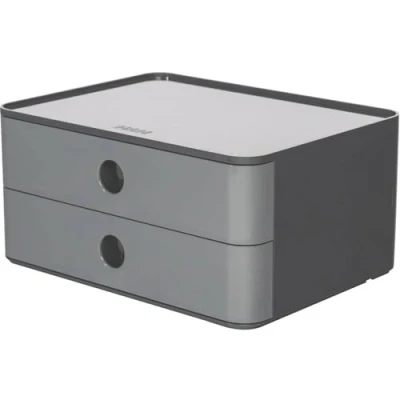 Image of Han 1120 19 ALLISON SMART box, designer drawer stackable with 2 drawers, Granite Grey