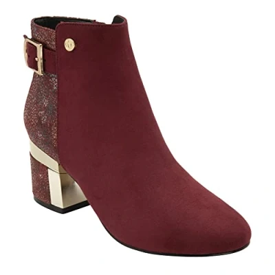Image of Lotus Cassandra Bordo Print Suede Effect Womens Boots Standard Fit 5 UK