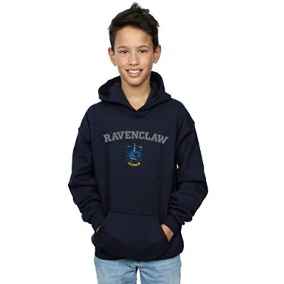 Image of Harry Potter Boys Ravenclaw Crest Hoodie Navy Blue 5 6 Years