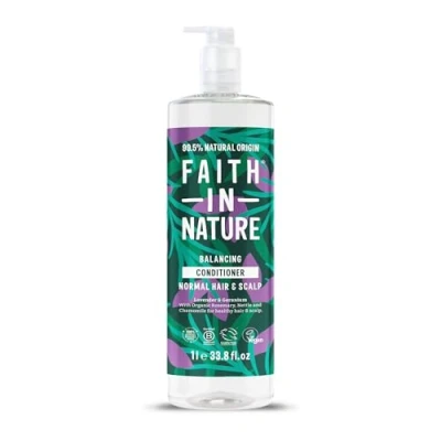 Image of Faith In Nature 1L Natural Lavender &amp; Geranium Conditioner, Balancing for Normal Hair Scalp, Vegan Cruelty Free, No SLS, Silicones or Parabens, Family Sized
