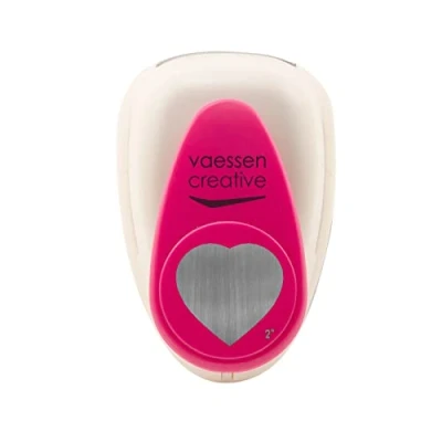 Image of Vaessen Creative Craft Paper Punch Heart/Petal 4 x 4,2 cm Circle Cutter for Crafting and Card Making, White/Pink