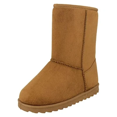 Image of Spot On Girls Mid Leg Fleeced Lined Boots H4141 Tan Microfibre UK Size 13 EU 32 US 1