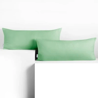 Image of DecoKing 2 pillowcases 40 x 120 cm jersey cotton zip mint amber