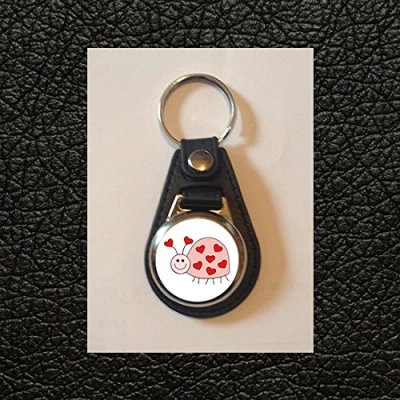 Image of Cute Lovebug/Ladybird on Faux Leather Keyring