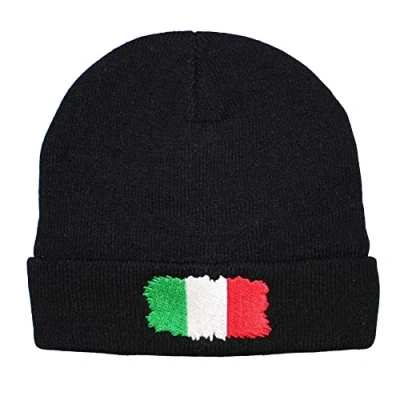 Image of TeddyTs Men&#039;s Italian Flag of Italy Thermal Beanie Hat Black