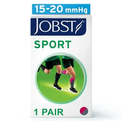 Image of JOBST Sport Knee High The Graduated Compression Socks for Sports Lovers 15 20 mmHg Unisex Design, Pink, Large