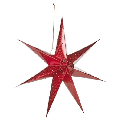 Image of URBNLIVING Large LED Decorative Festive Hanging Christmas Paper Star Xmas Lantern (Red)