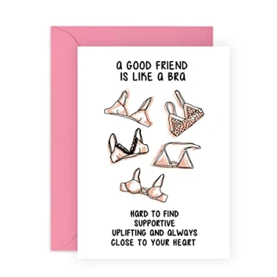 Image of Central 23 Funny Greeting Card for Female &#039;A Good Friend is Like a Bra&#039; Appreciation Friends &amp; Colleague Birthday Women Humorous Her Comes with Stickers