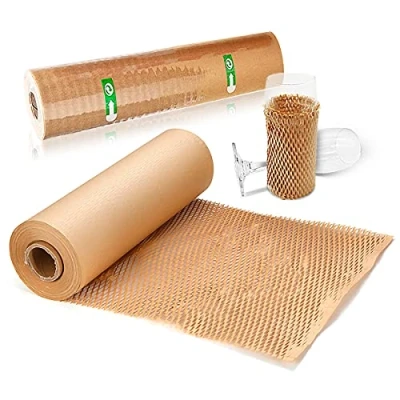 Image of SZSYumUnion Packaging Paper 12&quot;x300&#039; Honeycomb Cushioning Wrap Roll Packing Perforated Bubble for Moving House