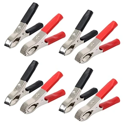 Image of 8PCS Crocodile Clips Cable Replacement Alligator Clamp Insulated Battery Clamps Pliers for Jump Leads (Red and Black)