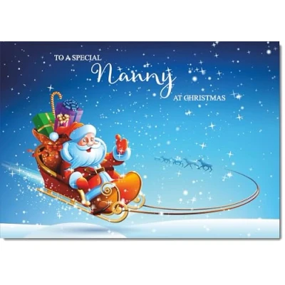 Image of doodlecards Nanny Christmas Card Santas Sleigh Medium Size for with Plain Envelope